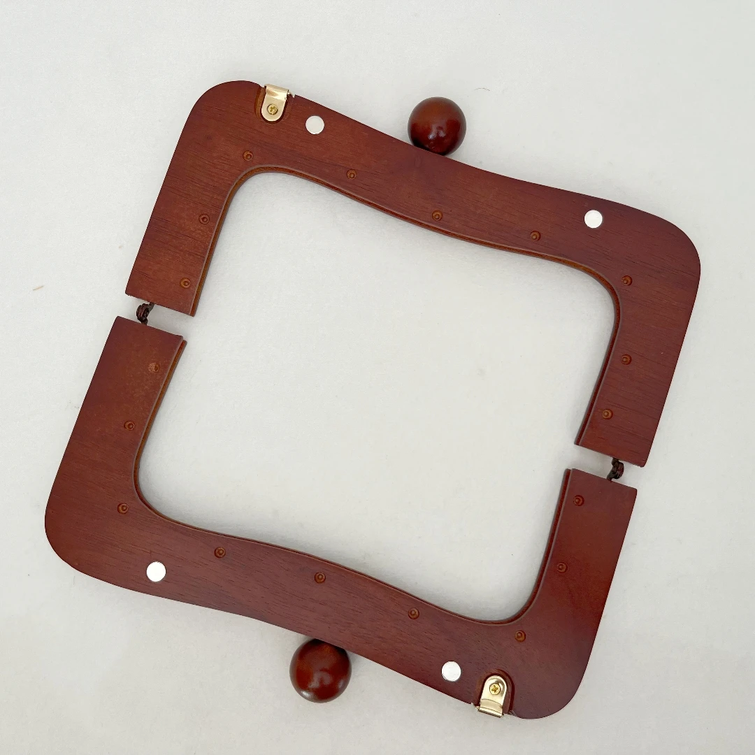 22CM Wood Head Bag Purse Frame with Screws Handbag Handle Wood Bag Parts Chain Clasp Accessories for Wallet And Coin Bag Making