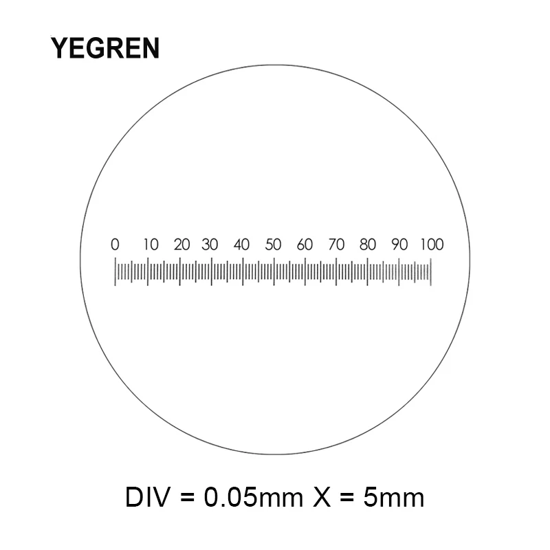 DIV=0.05mm Microscope Micrometer Microscope Eyepiece Optical Glass Lens with 100mm Scale Horizontal Measurement Diameter 19mm
