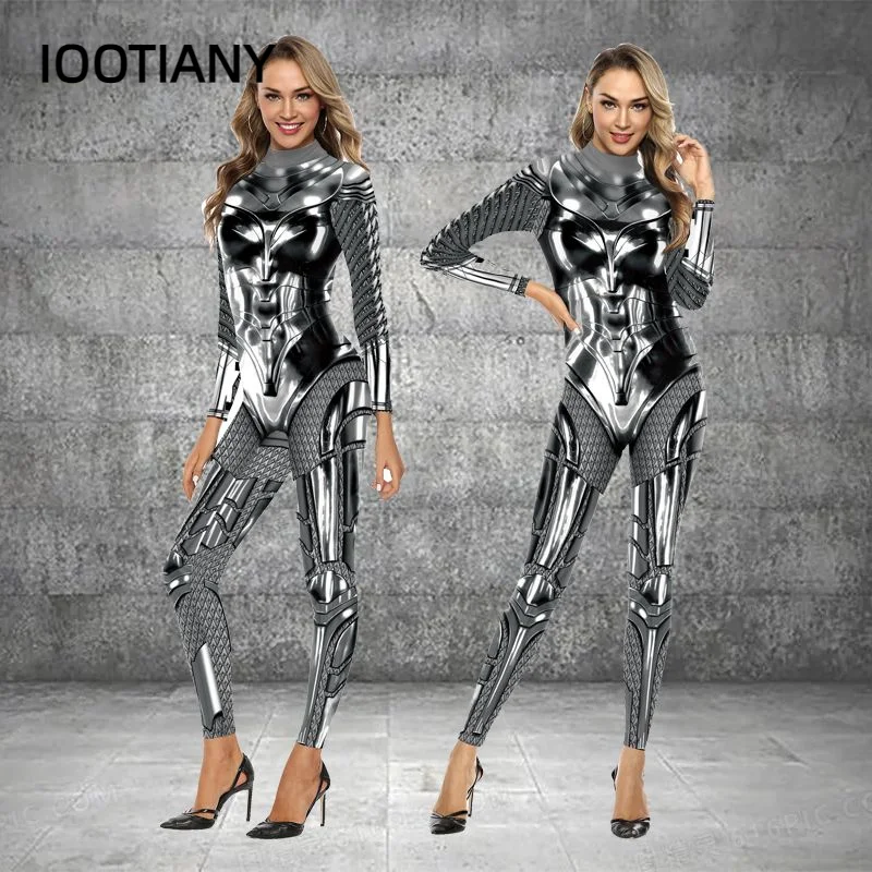 

Women Superhero Costume Printed Cosplay Jumpsuit Outfit Fancy Dress Clothing Adult Jumpsuits Superhero Armor Combat Suit