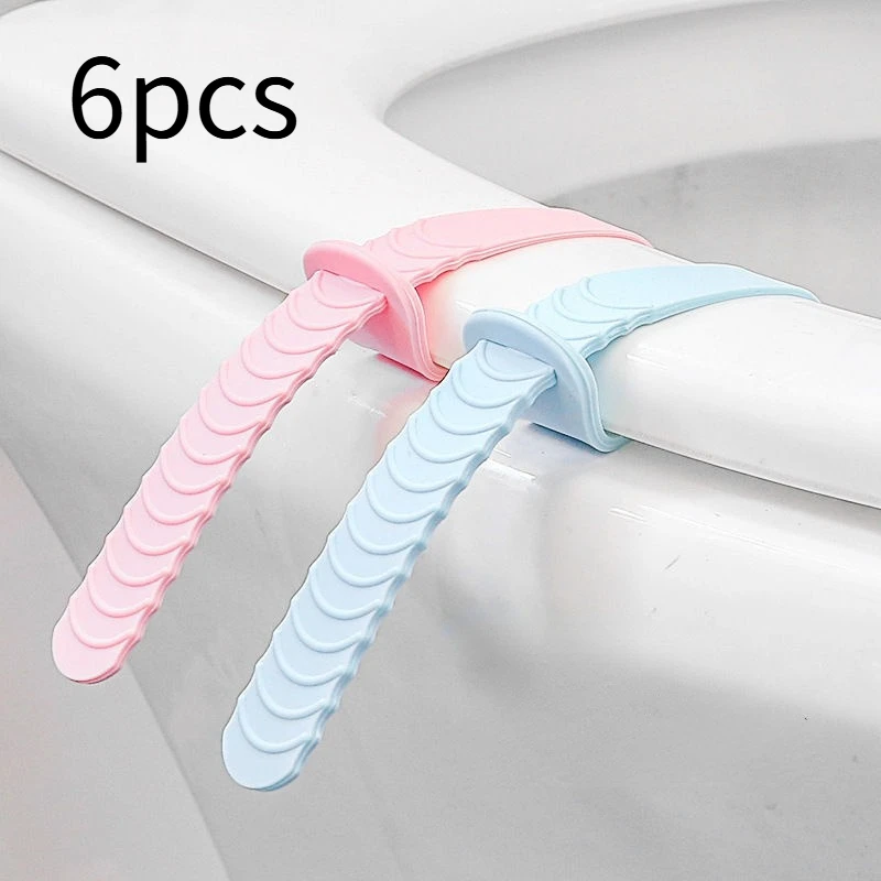 6pcs Silicone Toilet Lid Lifter Anti-dirty Lid Lifter Lift Toilet Lid Accessories Toilet Seat Hygiene Handle Flip