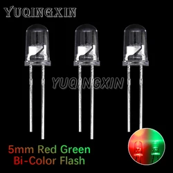 50pcs F5 5mm Flash Red Green Bi-Color Light-Emitting-Diode Automatic Flashing LED Flash Control Blinking 5 mm LED Diode DIY