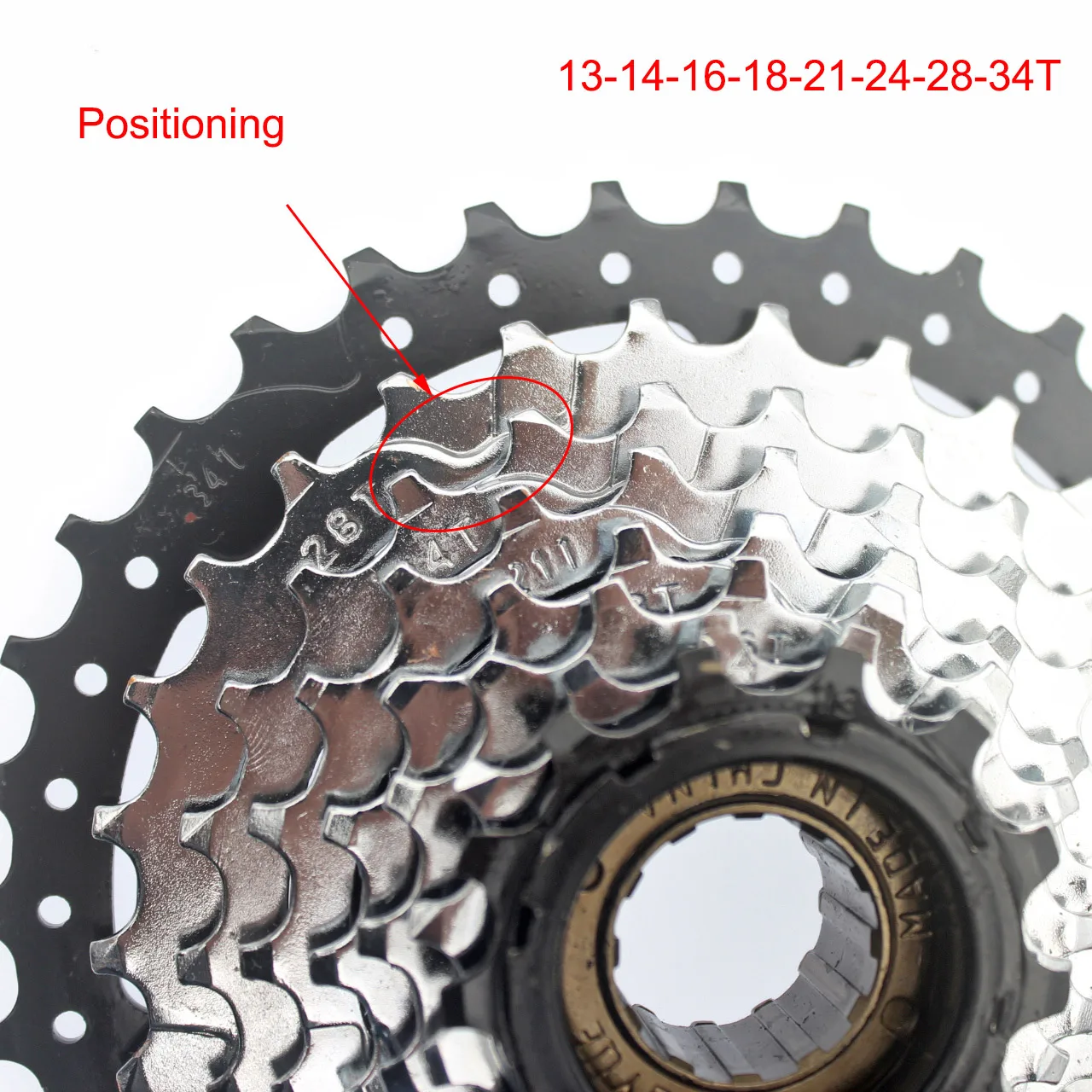 MTB freewheel 8 Speed 13-34T Positioning Bike Freewheel Silver Nickel Plated Freewheel Bicycle Freewheel