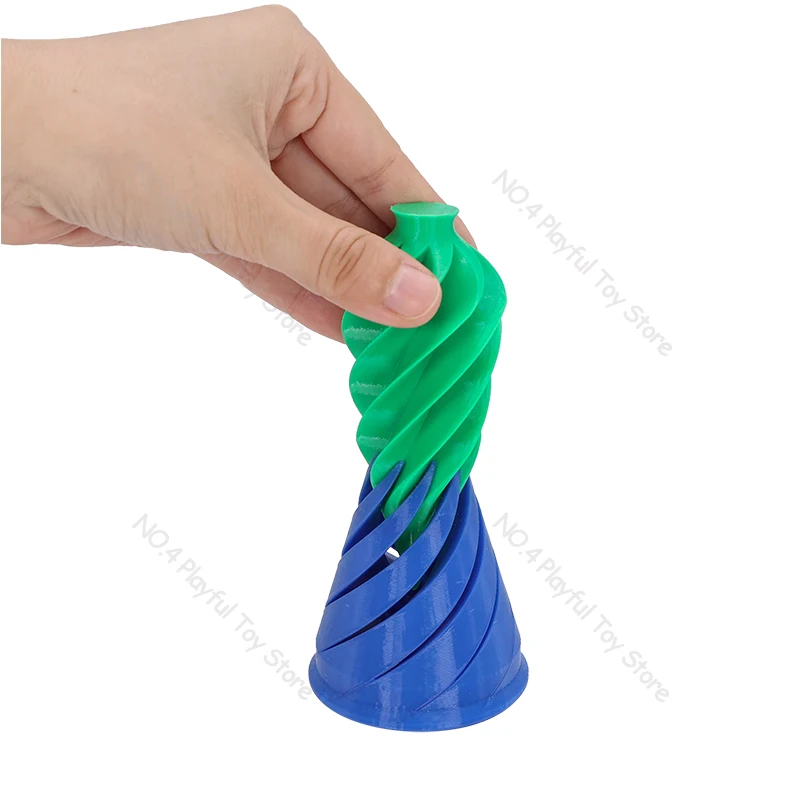 Funny 3D Printed Spiral Cone Toy Impossible Pyramid Passthrough Sculpture Pass Through Pyramid Toy Mini Vortex Thread Illusion