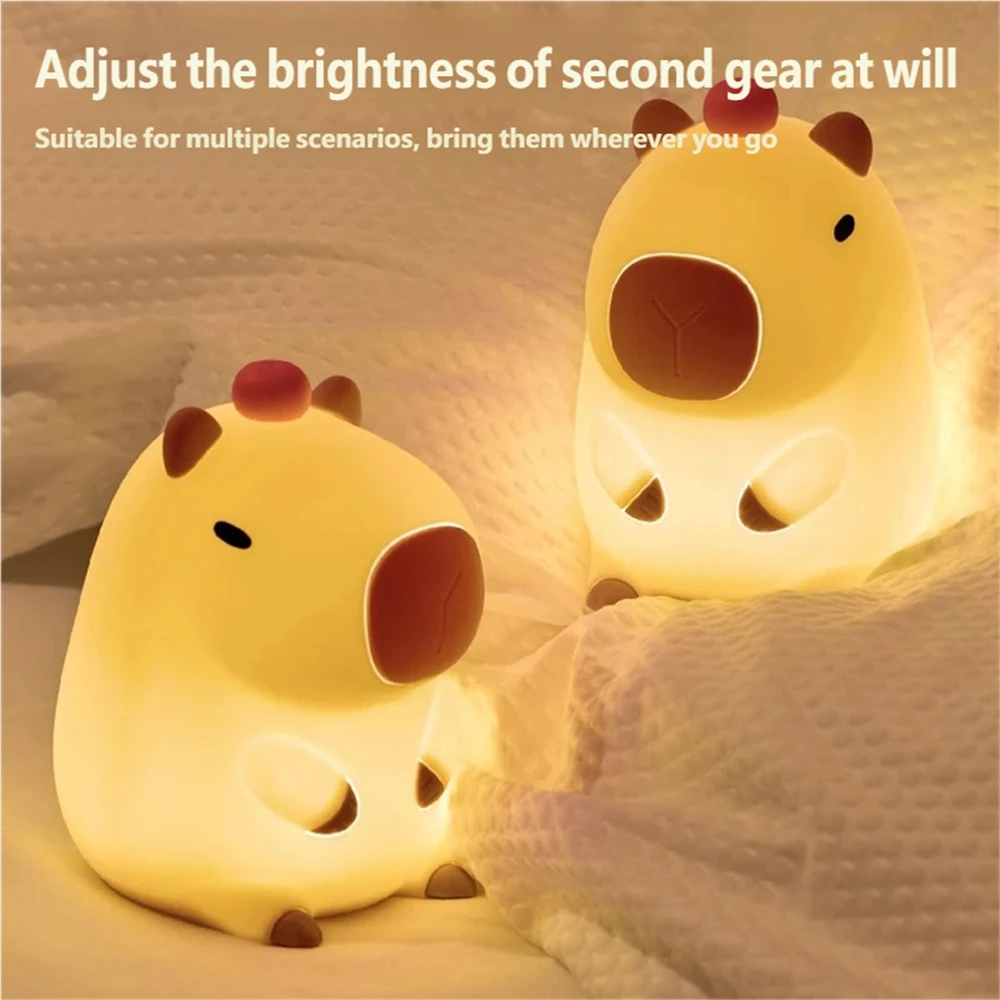 Cute Pet Capybara Night Light Cartoon Silicone Creative Bedside Sleep Night Lamp For Room Decor Birthday Gift Sale