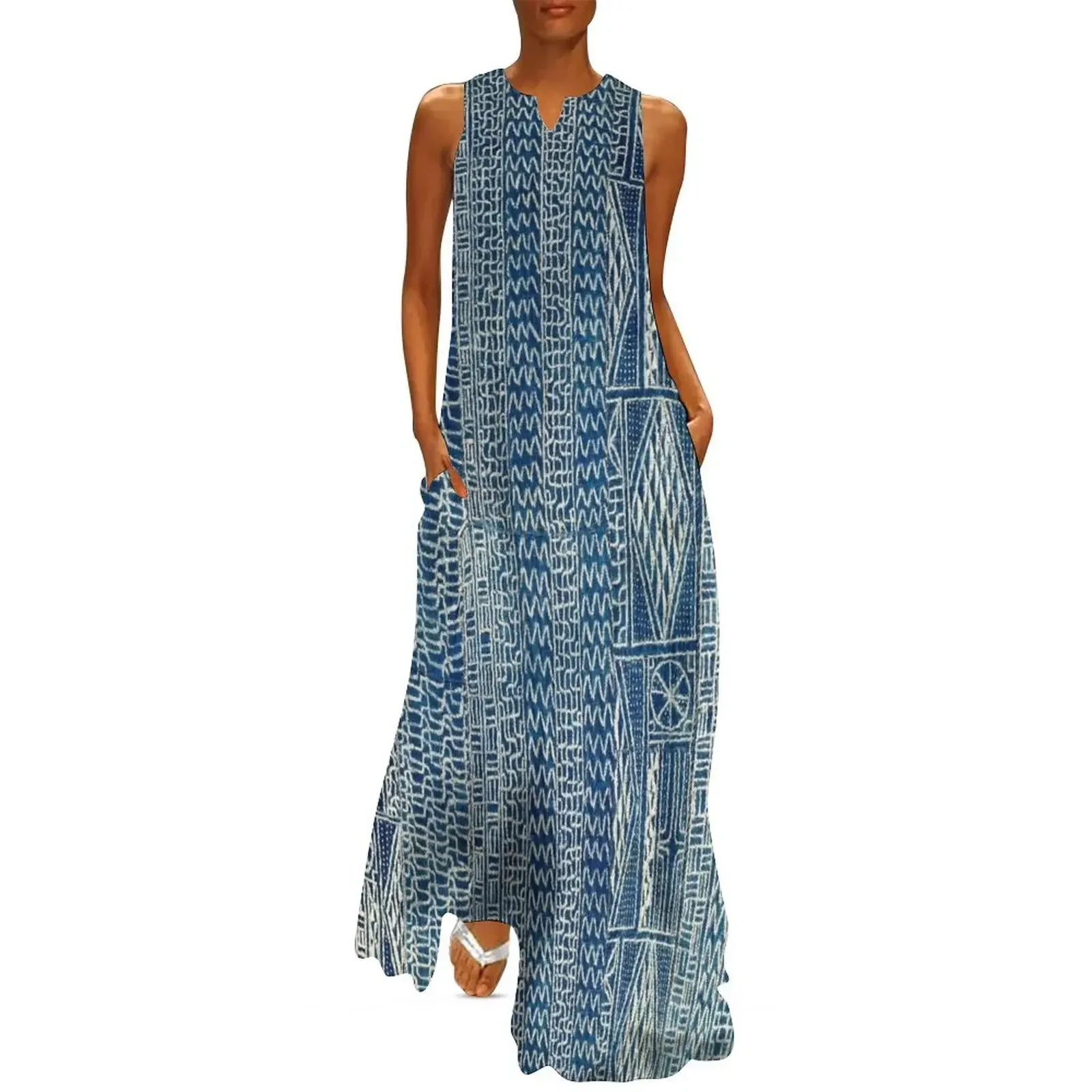 

Ndop Cameroon West African Textile Print Long Dress elegant dress Women's summer suit Women dresses summer Dress