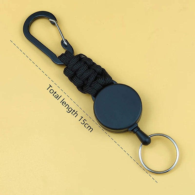 Heavy Duty Retractable Key Chain Black High Elastic Easy Pull Key Chain Certificate Pendant Doctor Nurse Badge Reel Clip
