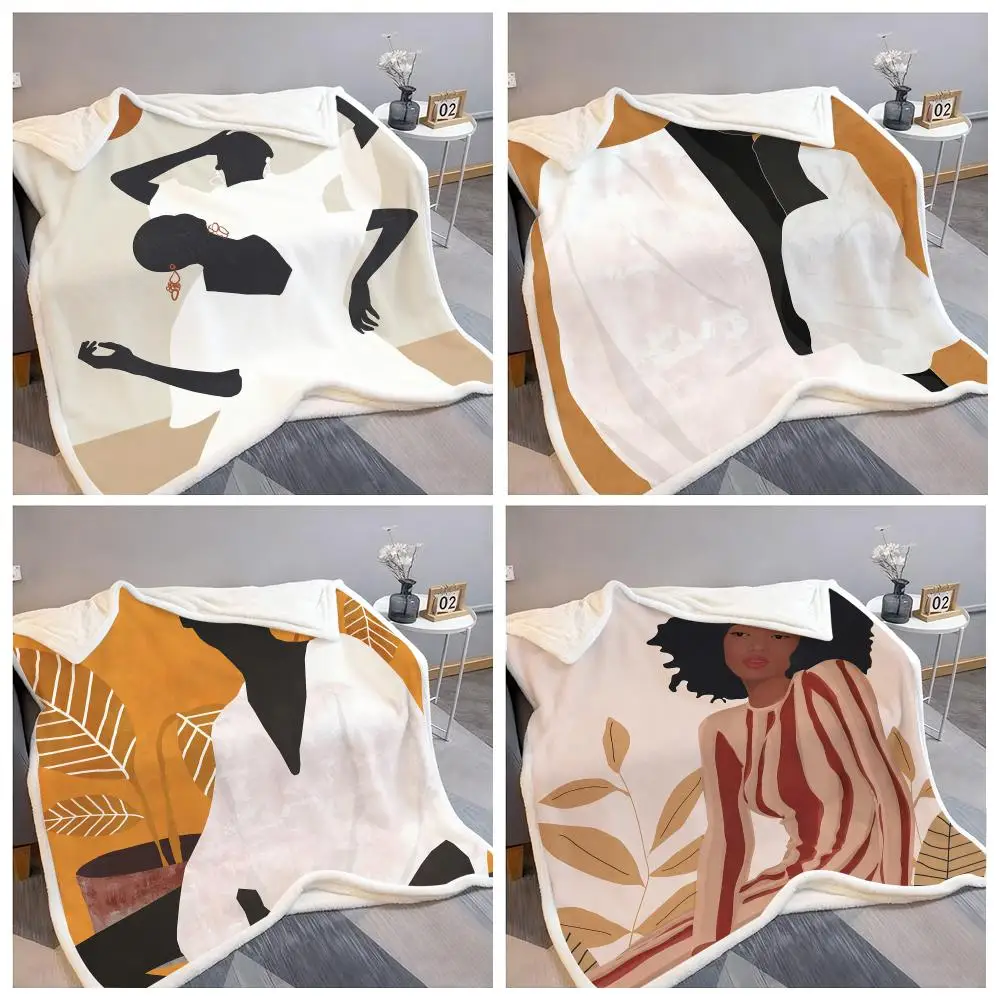 INS Modern T-ThingDesign Throw Flannel Fluffy Soft Blanket Warm Skin-Friendly Throw For Sofa Bed Office Nap Winter