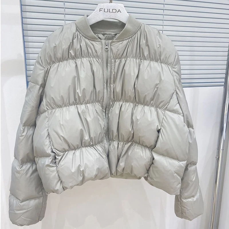 Women's Winter Short Style Cotton Jacket Fashion Zipper Long Sleeve Top New Thickened Warm Lightweight Stand Collar Outerwear