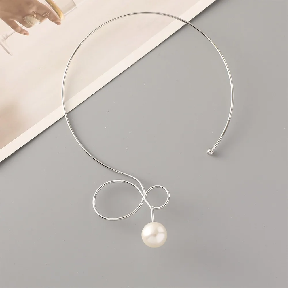 Корейское жемчужное колье с бантом в стиле панк, большой крутящий момент, имитация ожерелья, металлические ювелирные аксессуары