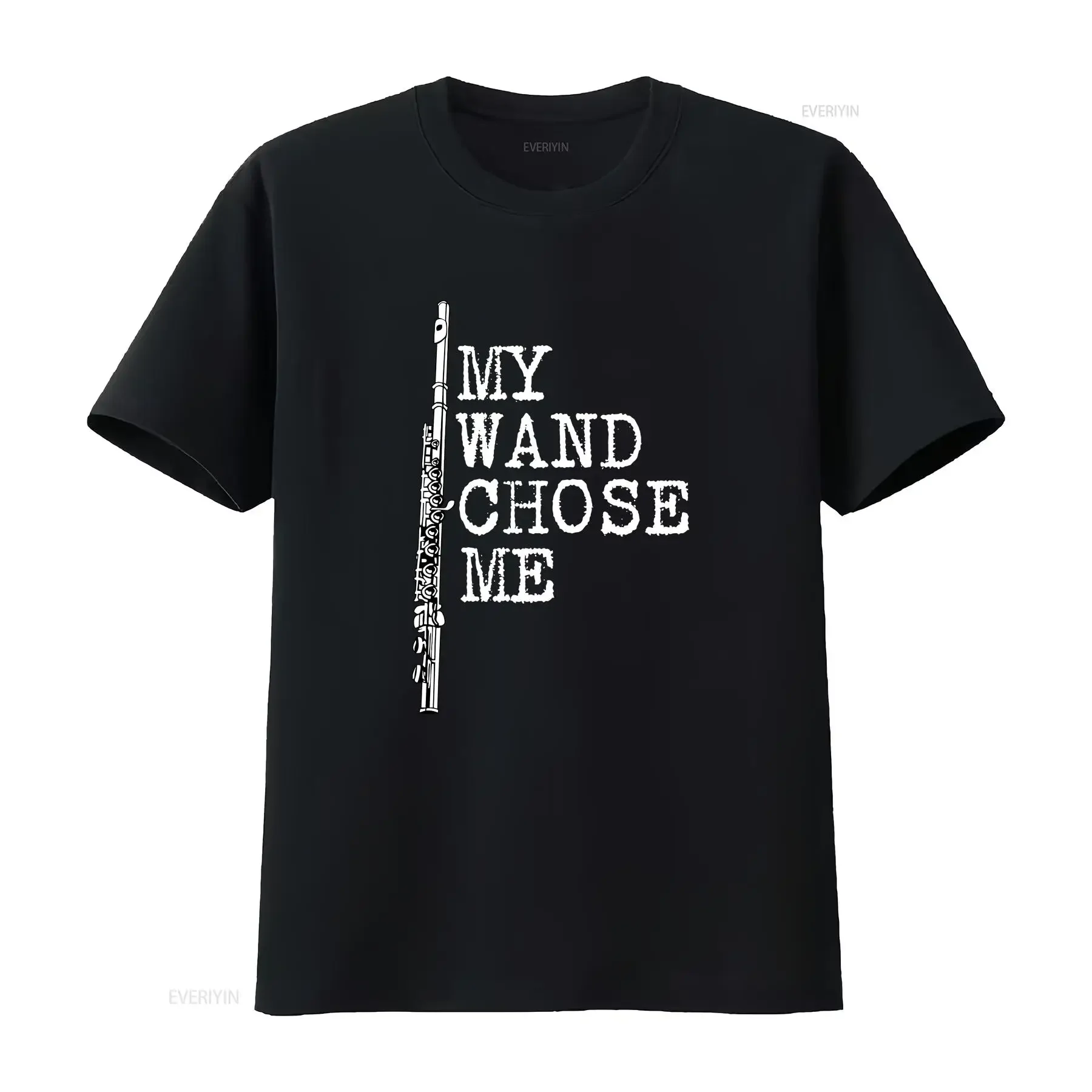 My Wand Chose Me T Shirt Flute Funny Player  vintage Washed Soft fashion Comfortable Top For Everyday Wear Stretched Versatile