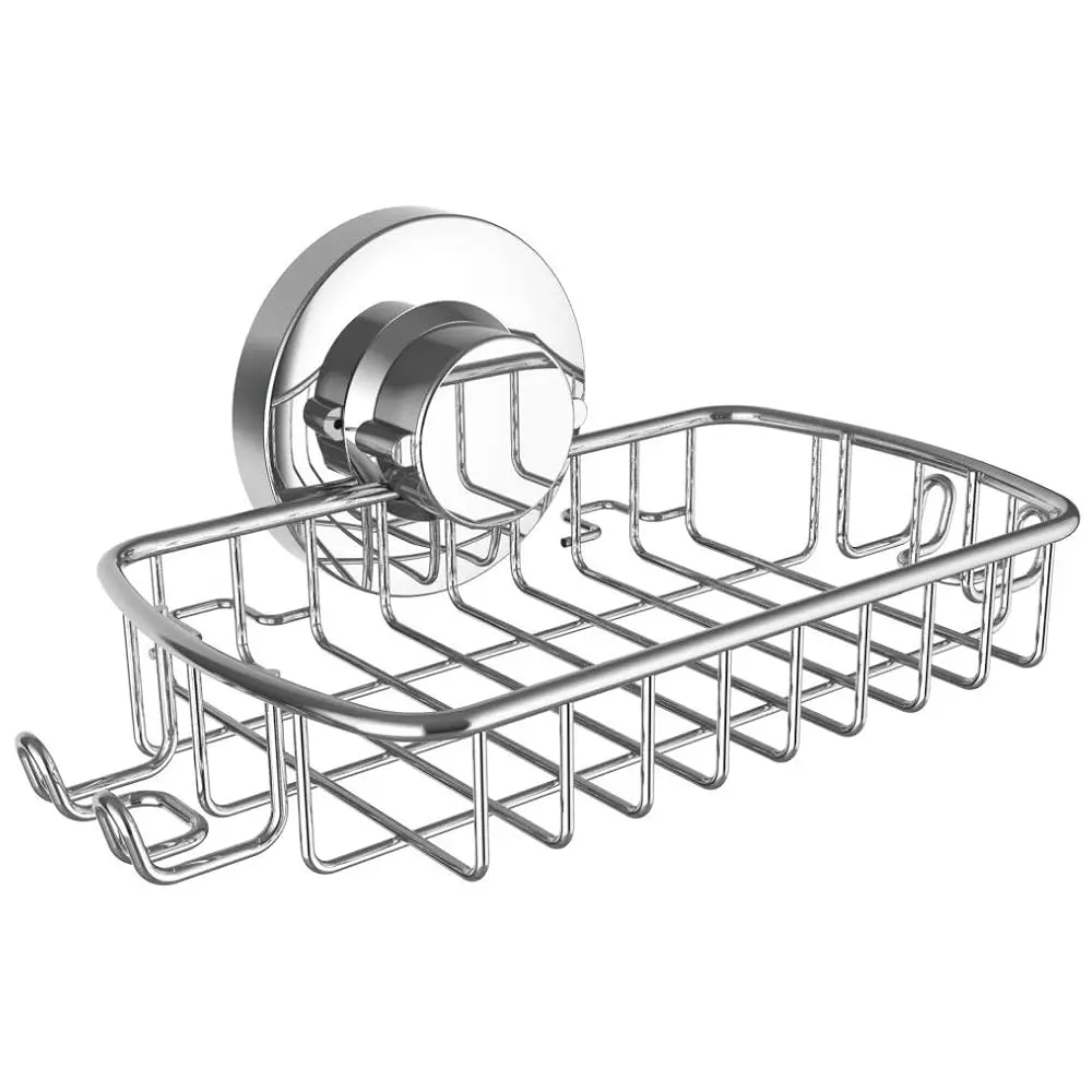 

Мыльница для душа на присоске с мощной вакуумной системой, нержавеющая сталь 304, корзина-держатель для губок с крючками для бритв