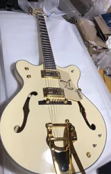 Custom Grets Style Electric Guitar in Cream White and Finish Glossing