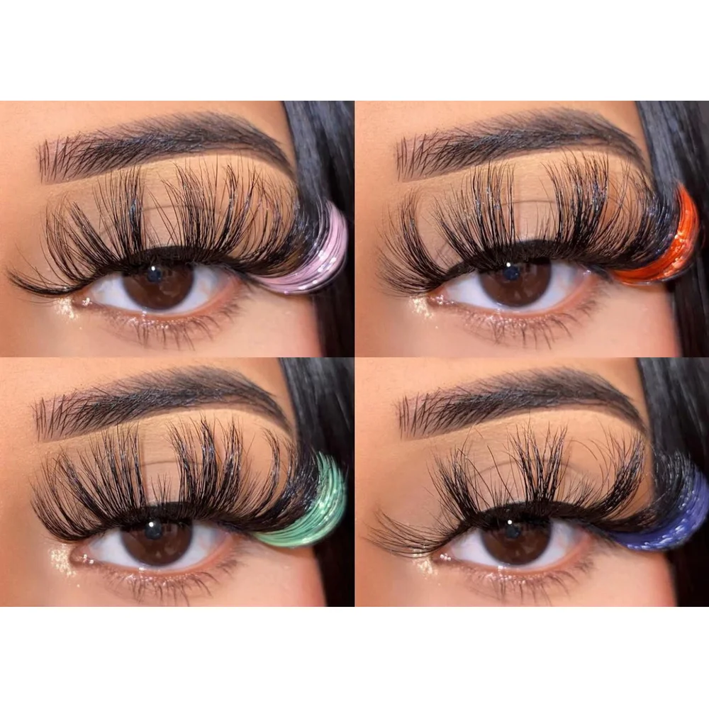 2022 Nieuwste Kleurrijke 3D Mink Wimpers 100% Mink Wimpers Mix Kleur Roze Blauw Rood Wit Valse Wimpers Pluizige Zachte Cilias vendor