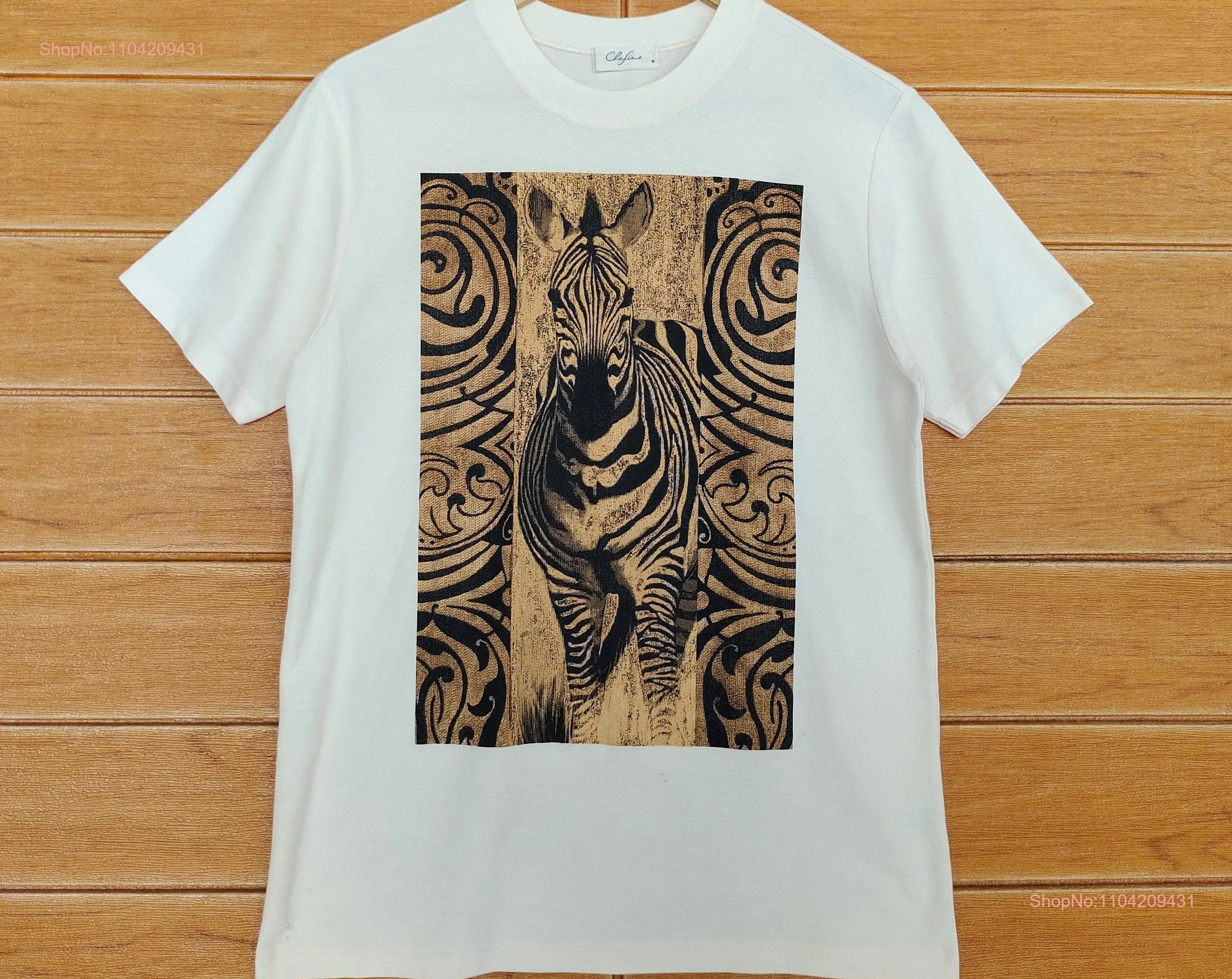 Vintage 90s ZEBRA Fractal Psychedelic Art T Shirt Animal Size S long or short sleeves