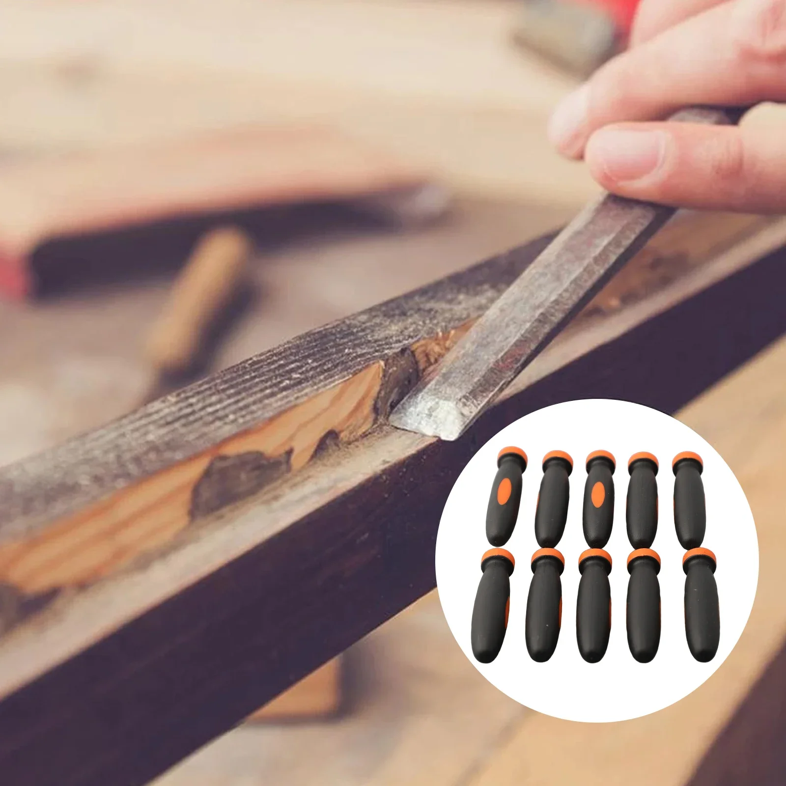 Rubber Files Handles Handles File Home Replacements Rubber Smooth 2.36Inch Accessories Black+Orange High Quality