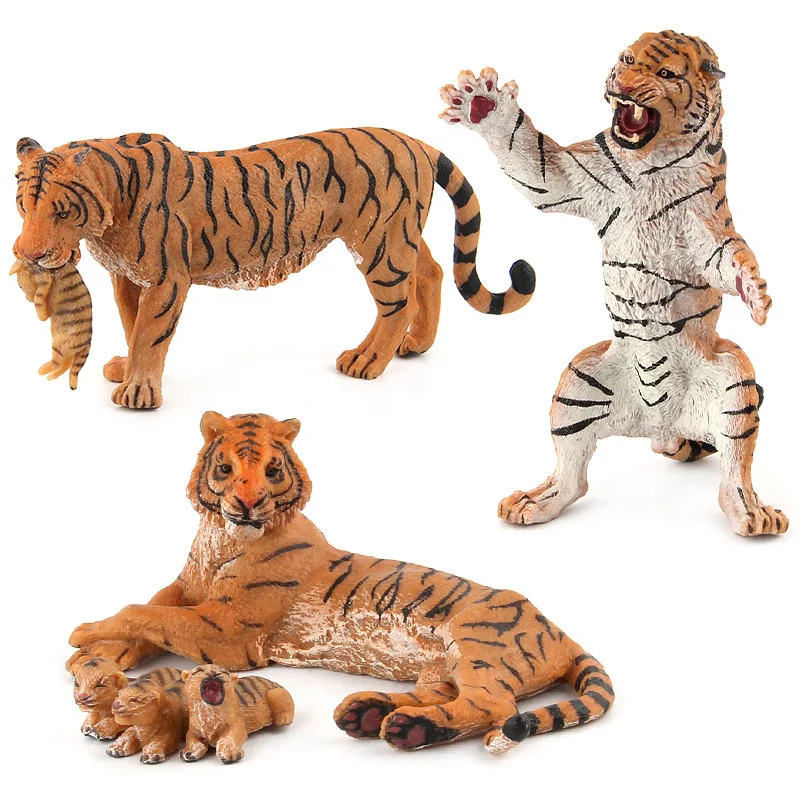 Simulation wild Animal Yellow Tiger Educational Children's Cognitive Model Ornaments Plastic Decoration Gift A0233