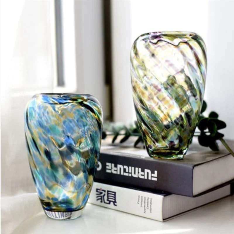 Chroma Glass Hand Blown Glass Vase Table Decorations Modern Fashion  Artistic Decoration European Style Bottle Flowers Pots