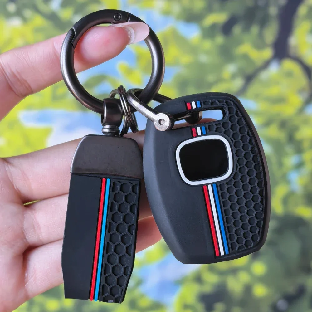 Stylish Racing Stripe Key Shell With Keychain For Honda Civic Accord VII CRV FRV Insight Shuttle Stream Jazz Remote Fob