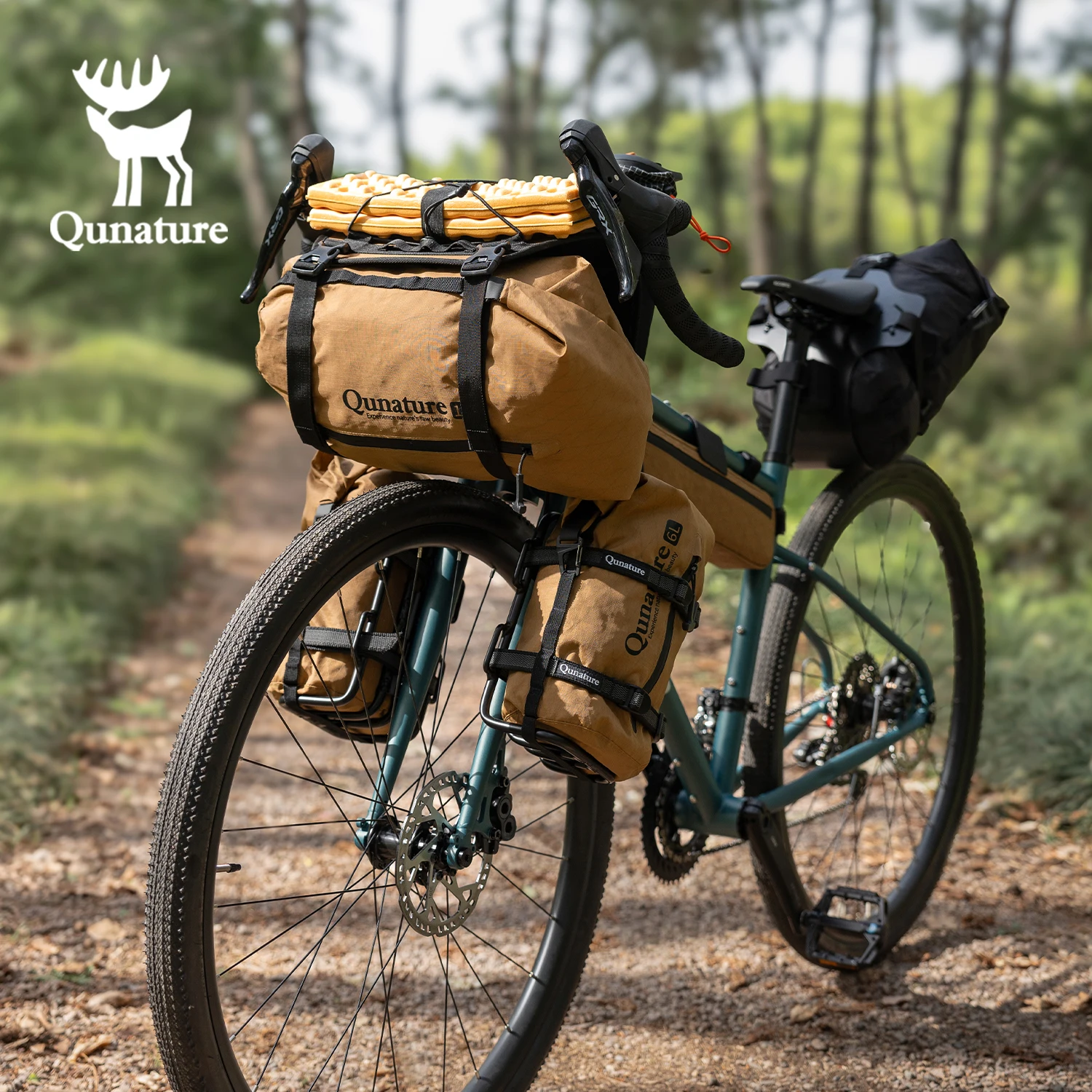 Qunature 2Pcs/set Bicycle Bag Carrier Handlebar Rack Cycling RB MTB Waterproof Touring Bike Compression Bicycle Rack Bag Cycling