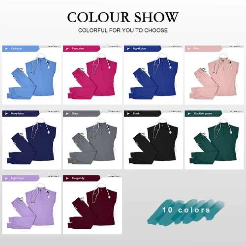 Imagen 2 del producto Uniforme médico de enfermería para salón de belleza y Hospital, conjunto de Top de manga corta para correr, uniformes quirúrgicos, Ropa de Trabajo para enfermera