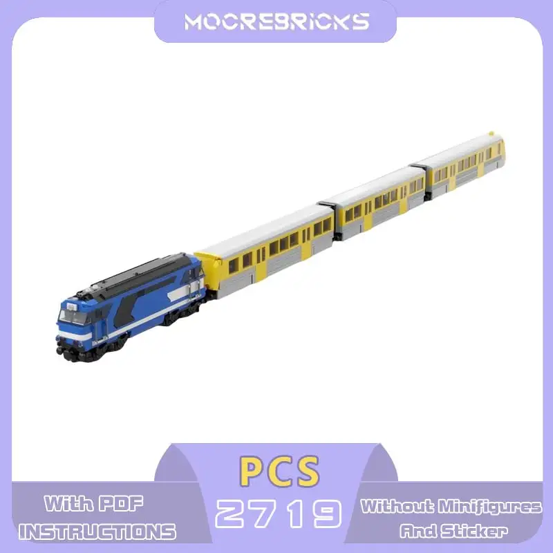 

MOC French Classic City Train Set Building Blocks Retro Diesel Locomotive Technical Passenger Carriage Bricks Toy Adult Gift