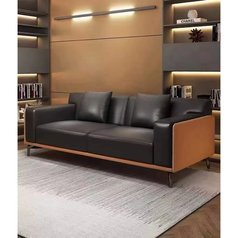 Customized 2024 Leather Office Sofa Set Office Sofa Modern Office Reception Sofa