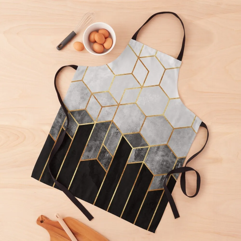 

Charcoal Hexagons Apron waterproof aprons woman useful things for kitchen custom kitchen apron woman