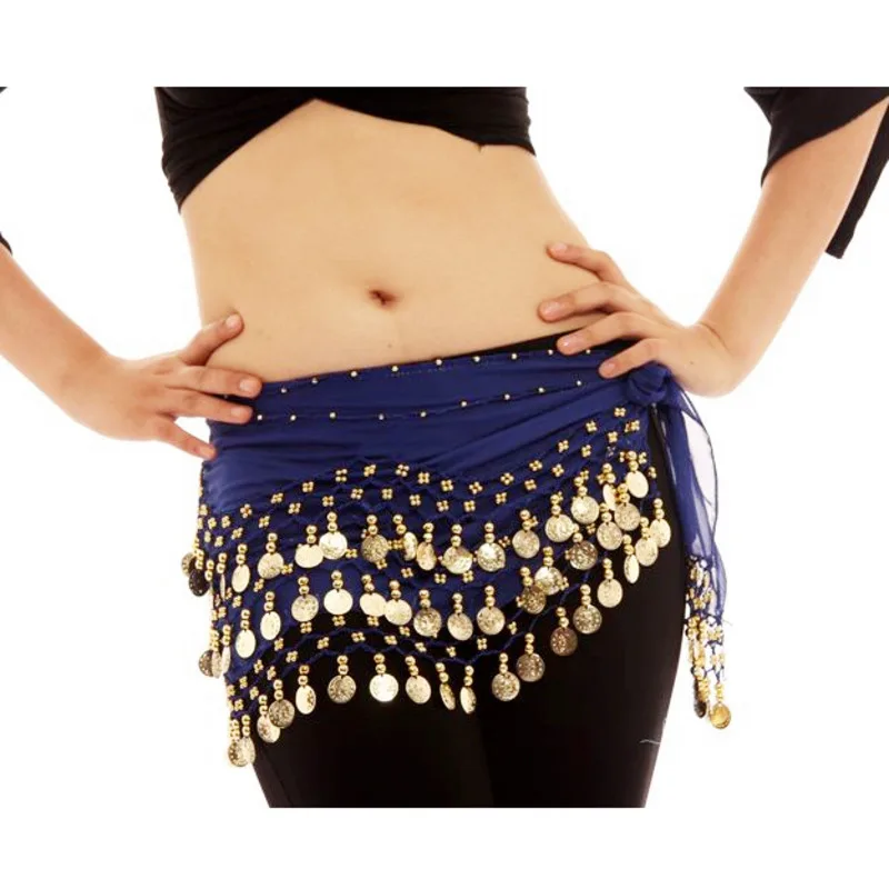 High Quality New Cheap Belly Dancing Costume Hip Belt 98 Coins Belly Dance Waist Scarf for Women 13 Colors Available