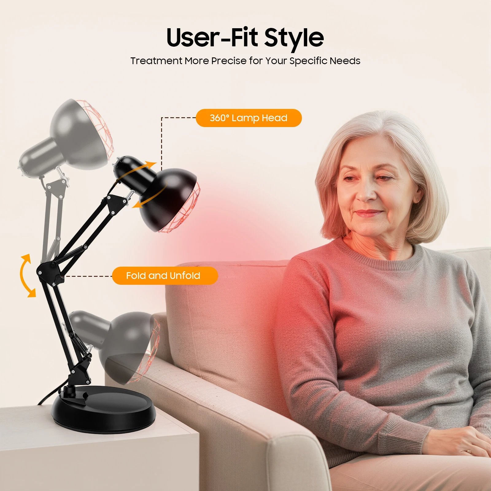 150W Infrarot-Wärmelampe für Zuhause Infrarot-Therapielampe zur Linderung von Muskelschmerzen und Rückenschmerzen Schwarz 65cm – Detail 5