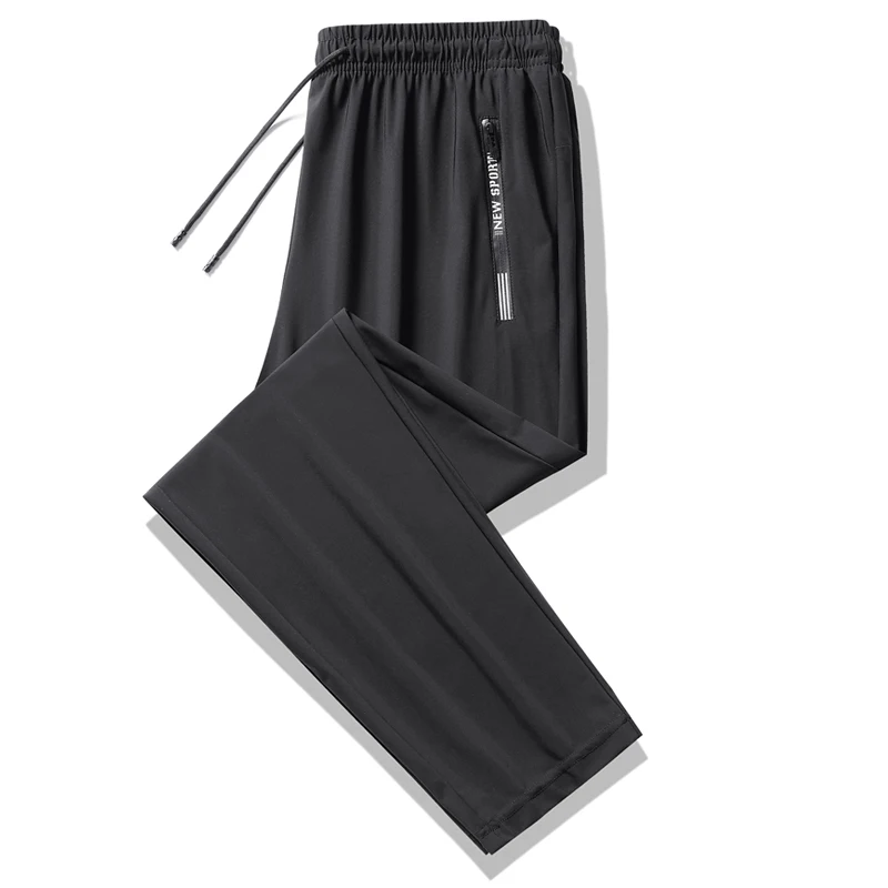 Spring Autumn Men's Alphabet Zipper Pockets Elastic High Waist Tie Feet Lantern Straight Barrel Harun Casual Trousers Pants