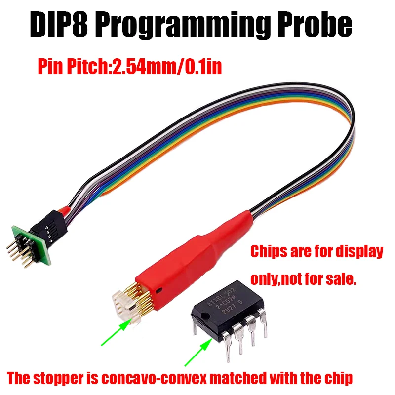 A DIP8 Through-Hole Chip Programming Probe, a Non-Removal Spring-Loaded Pin, 8-Pin with 2.54mm Pitch for Programming