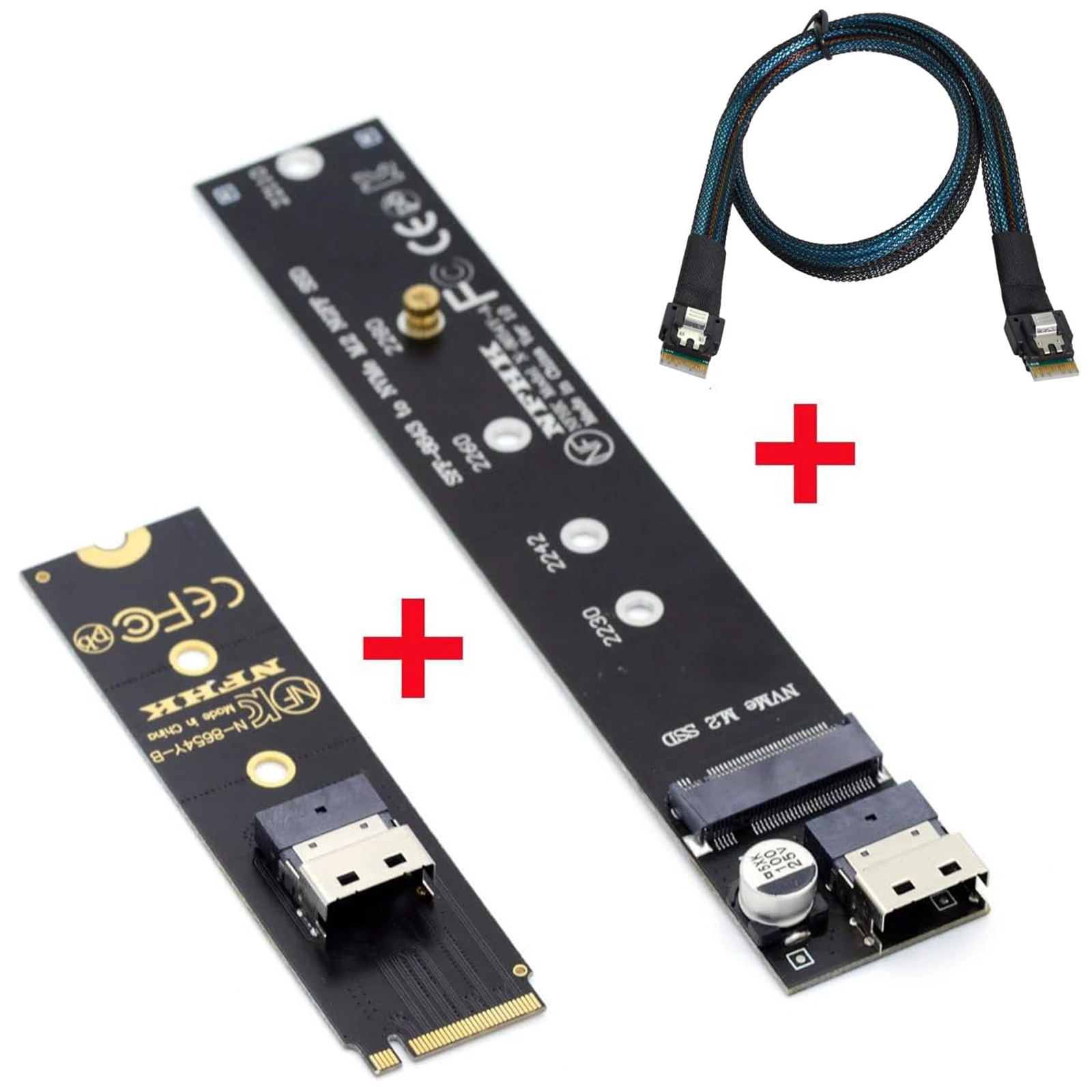 Кабель-удлинитель M.2 NVME NGFF M-Key SSD (штекер-гнездо) 40 см с адаптером SFF-8654 для материнских плат SSD 2280/22110