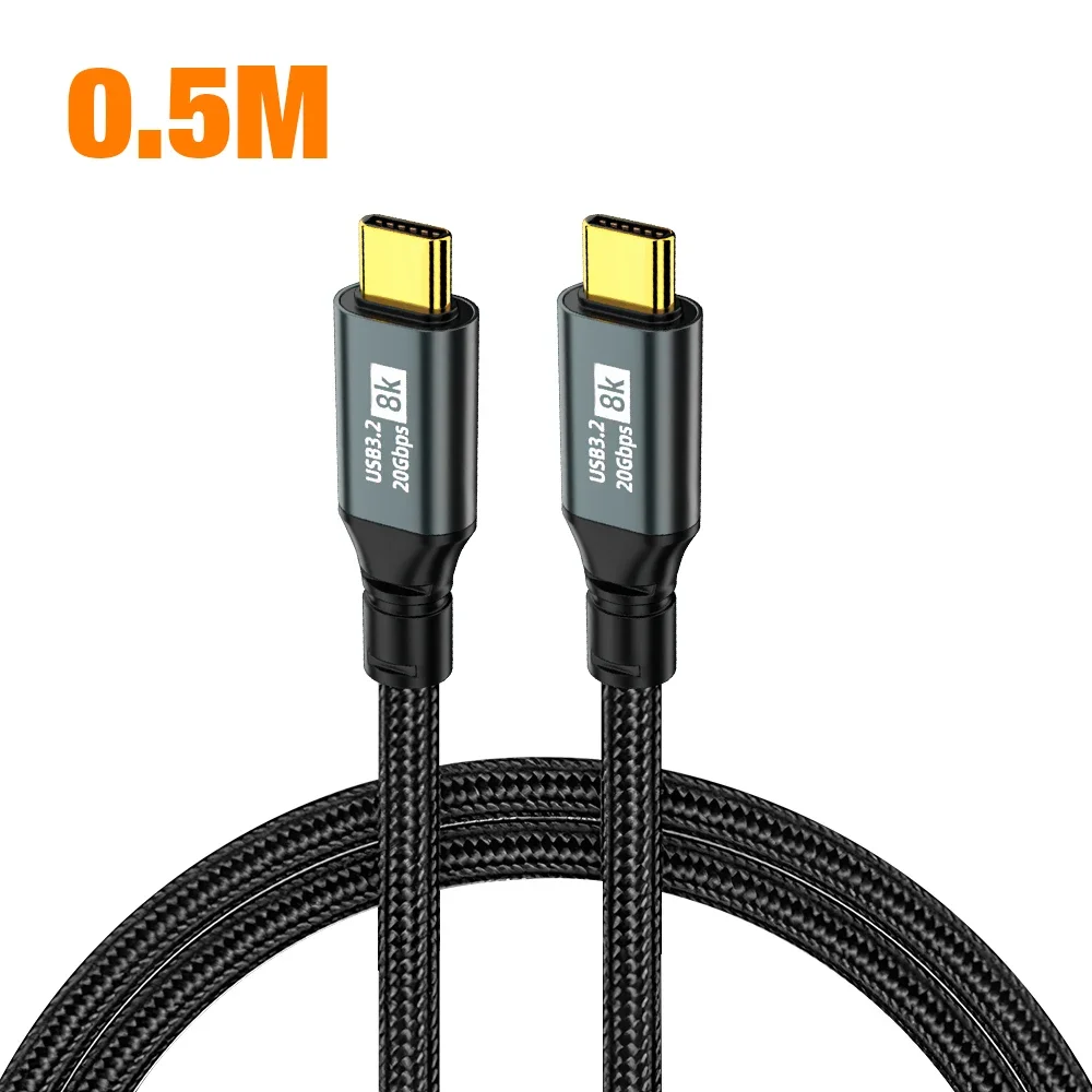 PD100W USB 3.2 20Gbps ThunderBolt 3 Type C naar Type C-kabel 8K @ 60Hz USB-C-datakabel voor iPhone 15 Pro Max MacBook Samsung 2m 3m