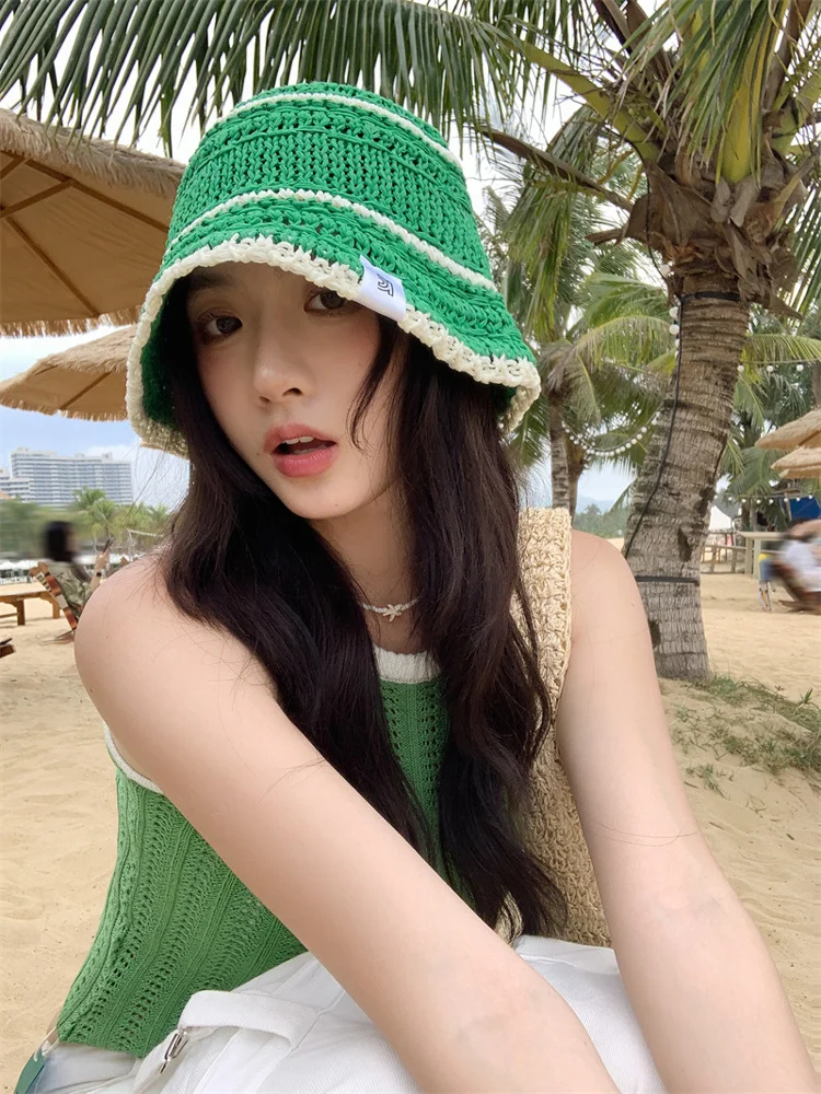 

Новинка 2025 года, женская летняя шляпа-канотер с вырезами, солнцезащитная кепка для путешествий на открытом воздухе, модная кепка с круглым верхом и большими полями