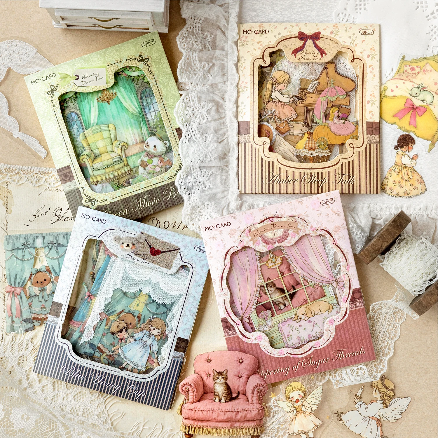 30pcs/pack Dream Time Series Kawaii Life Scene Pattern PET Stickers DIY Diary Scrapbook Aesthetics Stationery Stickers