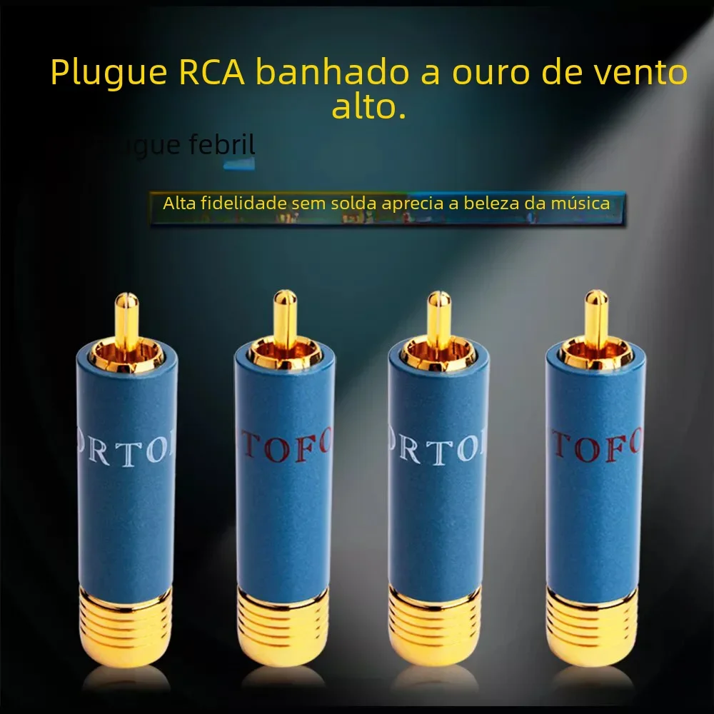 Banhado a ouro HiFi RCA Plug, conectores RCA, Hi-end Ortofon Referência 8NX, áudio ajustável, RCA macho Plug, 4pcs por lote