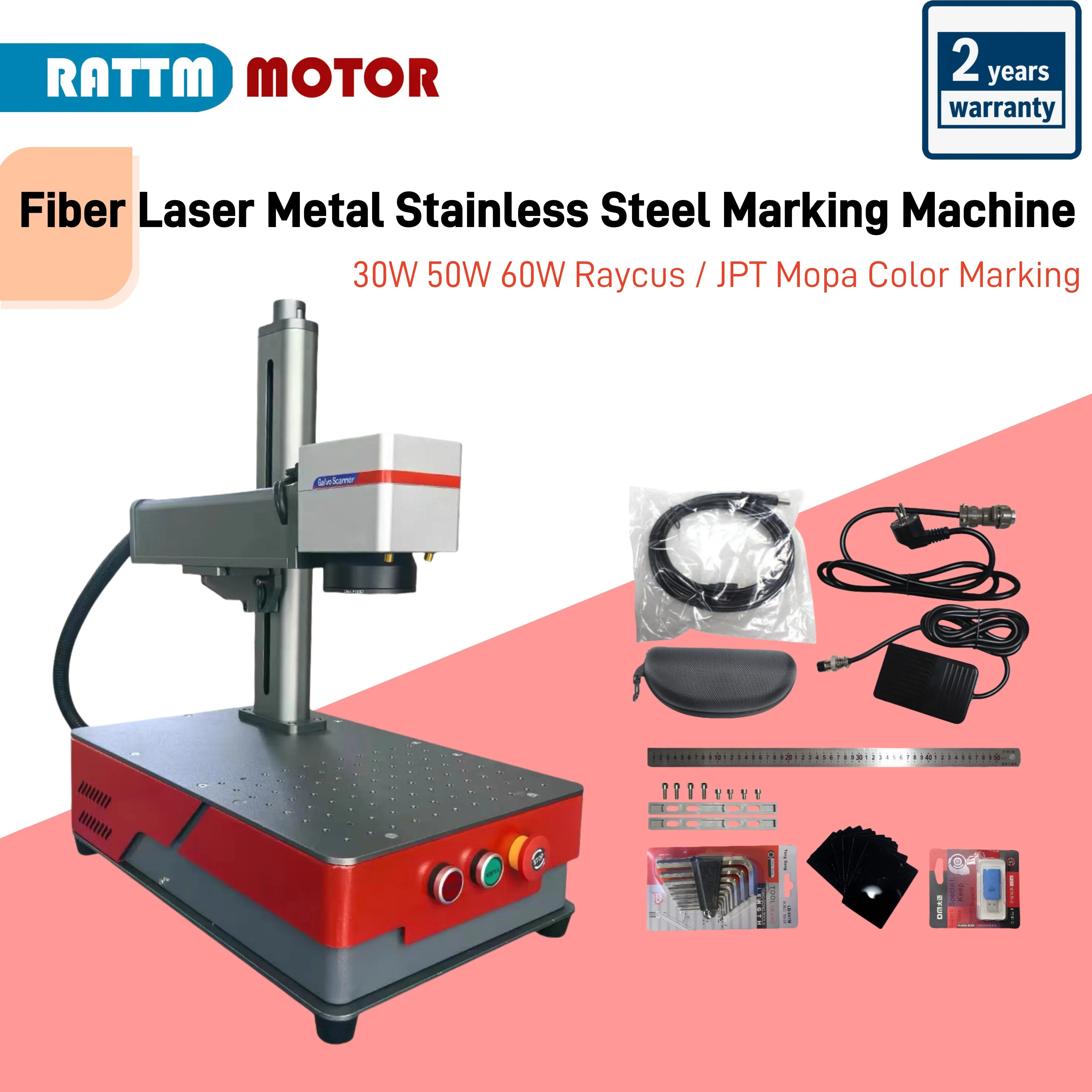 JPT M7 MOPA 60W Fiber Laser Color Marking Machine Raycus 20W 30W 50W Metal Engraving Equipment For PVC Plastic Stainless Steel
