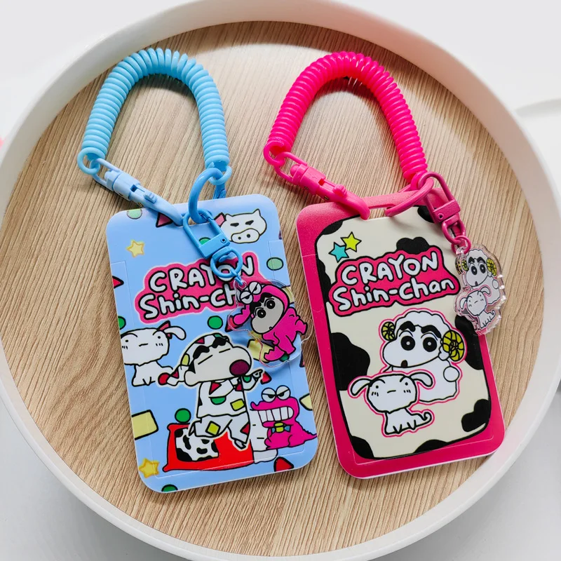 Anime Crayon Shin Chan Card Holder Cartoon Portable Anti-lost Keychain Cute Student Bus Card Holder Kawaii Protective Case Gift