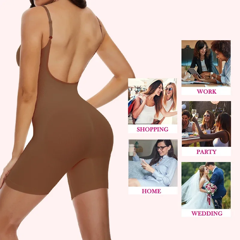 Bodysuits Full Coverage Shapewear Thigh Slim Body Suit Low Back Body Shaper Backless Jumpsuit Seamless Shapers Slimmer