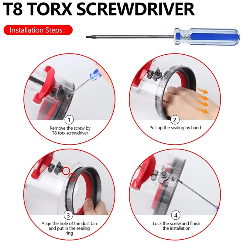 BBNV-Dust Bin Bucket Top Fixed Sealing Ring Replacement For Dyson V11 V15 SV14 SV15 SV22 Dirt Cup Parts Vacuum Cleaner Replaceme