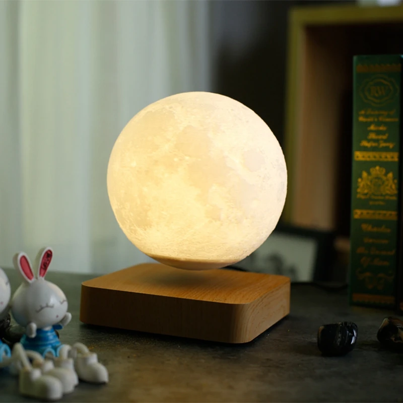 

New 3D Printing LED Night Light Creative Touch Magnetic Levitation Moon Lamps 3 Colors Rotating Floating Atmosphereesk Lamp Gift