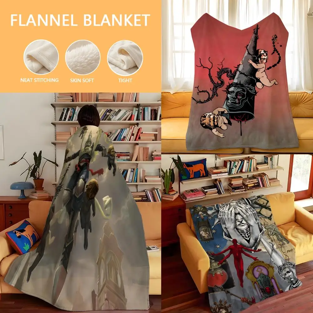 

Game B-Blasphemous Throw Flannel Cozy Print Blanket, Portable, Durable Machine Washable cute Cool