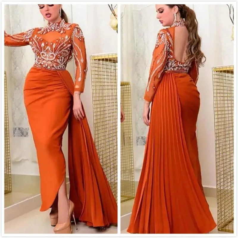 Sexy Beaded Crystals Backless Mermaid Wedding Guest Evening Cocktail Prom Dresses for Bride Special Occasion