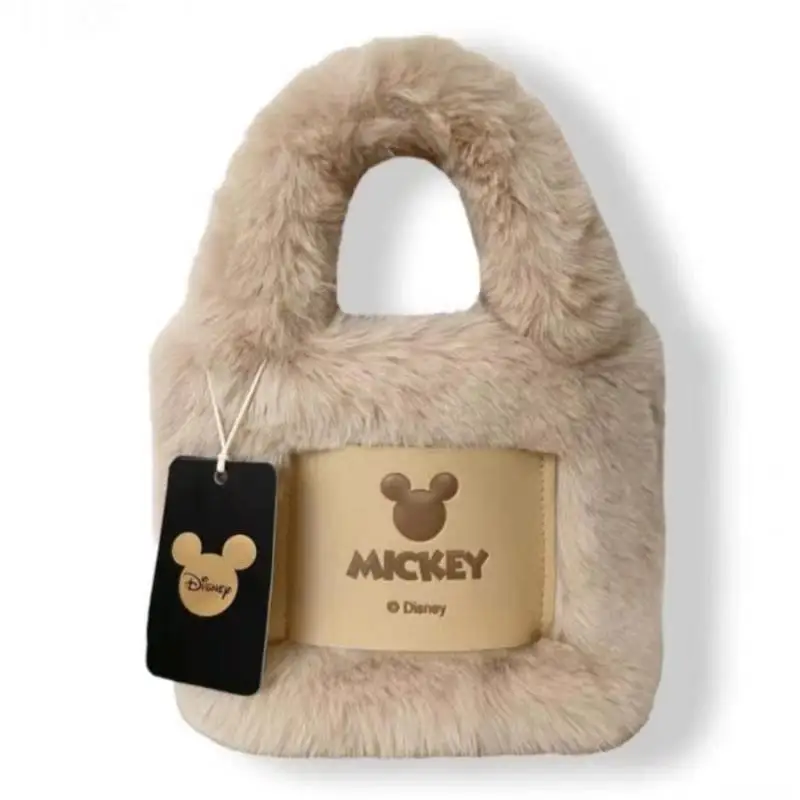 Disney Mickey Mouse Fur Clutch Bag, Trendy Envelope Purse for Women, 2025 Winter New Arrival