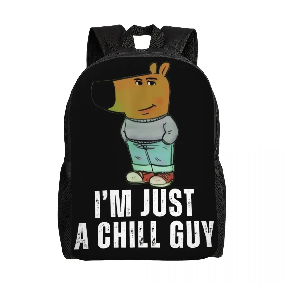 

Custom I'm Just A Chill Guy Dog Funny Meme Backpacks for Women Men Water Resistant College School Bag Print Bookbags