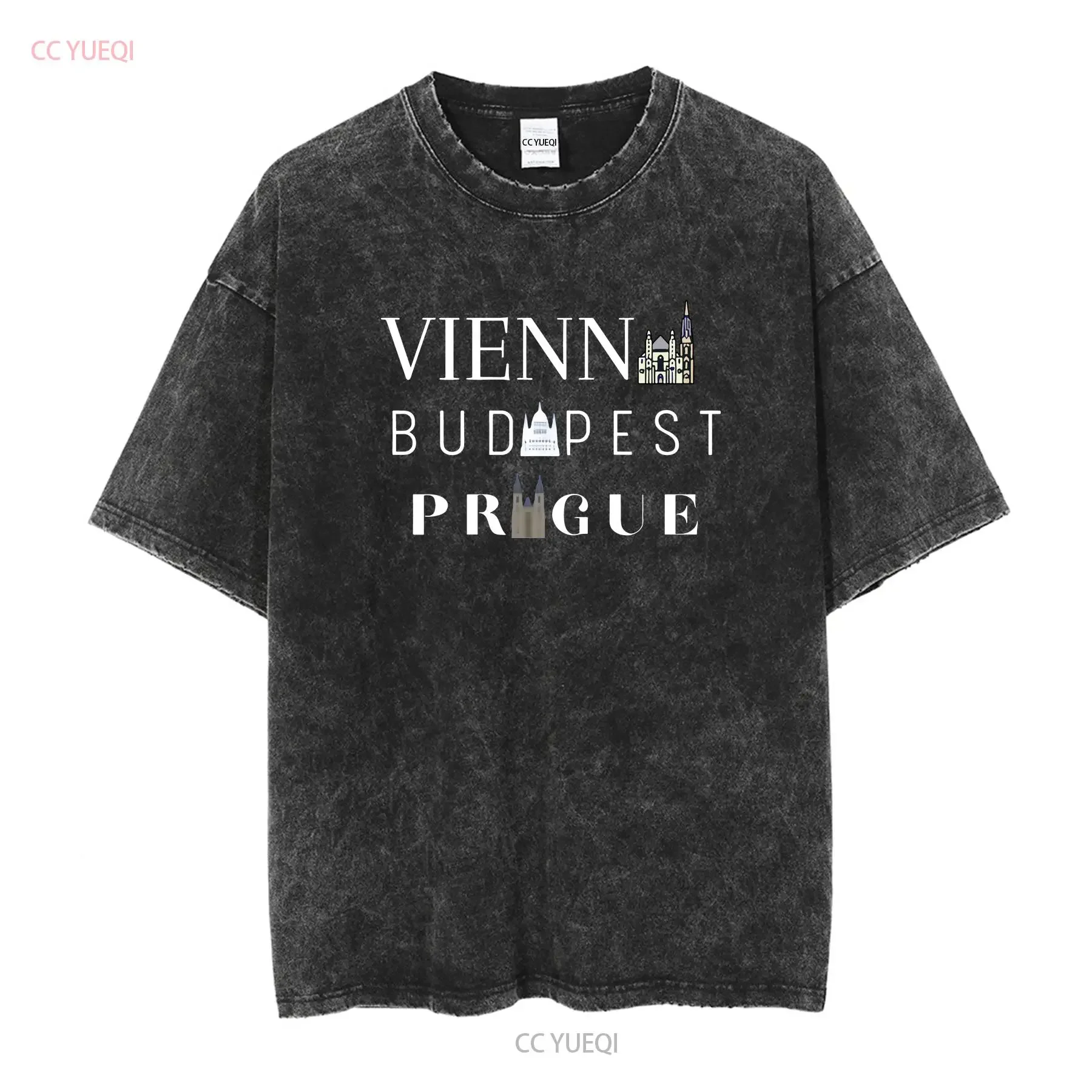 Vienna Budapest Prague European Cities T Shirt long or short sleeves vintage Washed Casual graphic Unisex Top For Everyday Wear