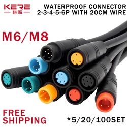 5/20SET M6/M8 2 3 4 5 6Pin Julet Electric Bicycle Joint Plug female male Connector Wiring Scooter Cable Signal Sensor waterproof
