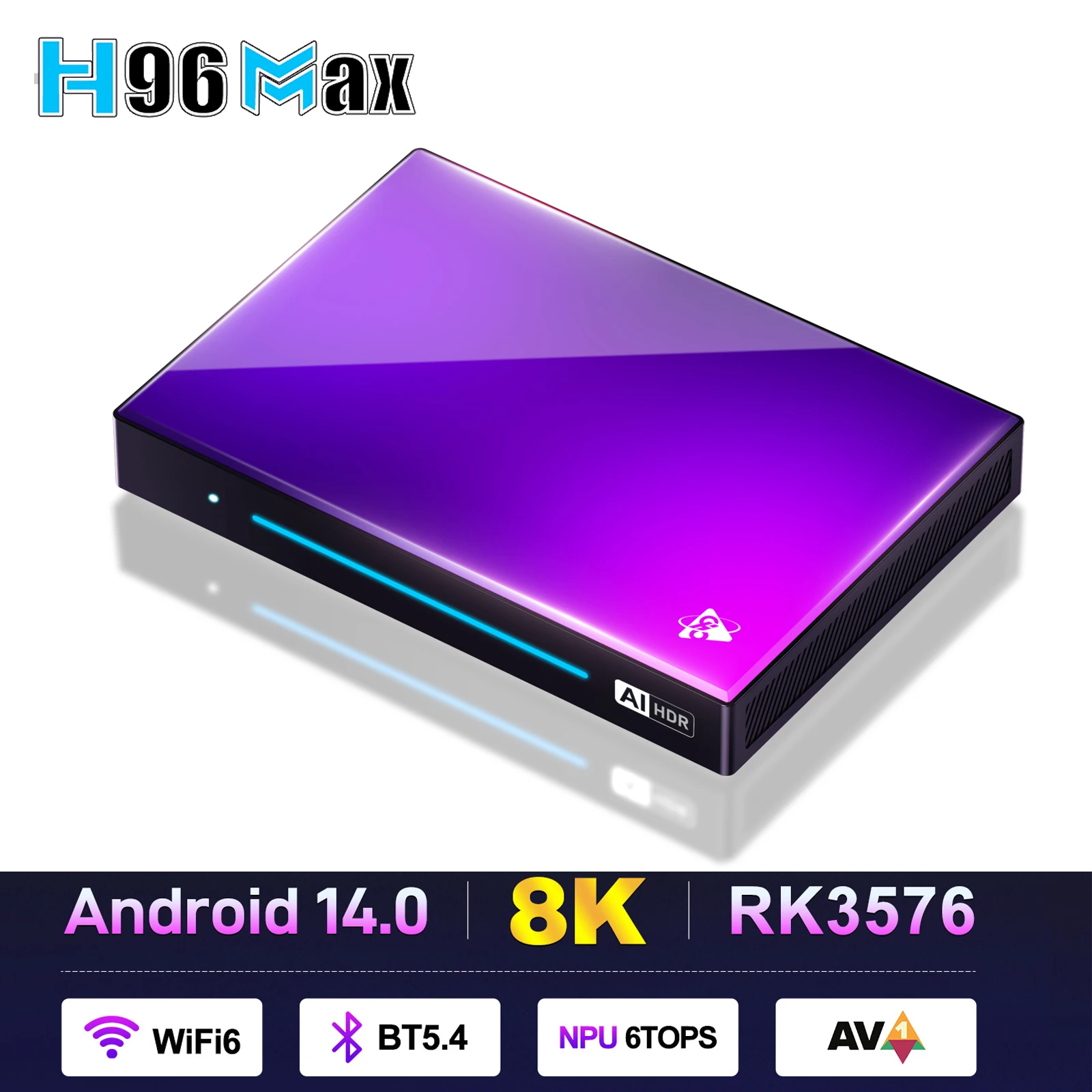 Android 14 TV BOX H96 MAX M9 NPU 6TOPS 8-Core Rockchip RK3576 2.4G 5G Wifi6 BT5.4 1000M LAN 8K 4K 120fps 4GB 64GB 8GB 128GB