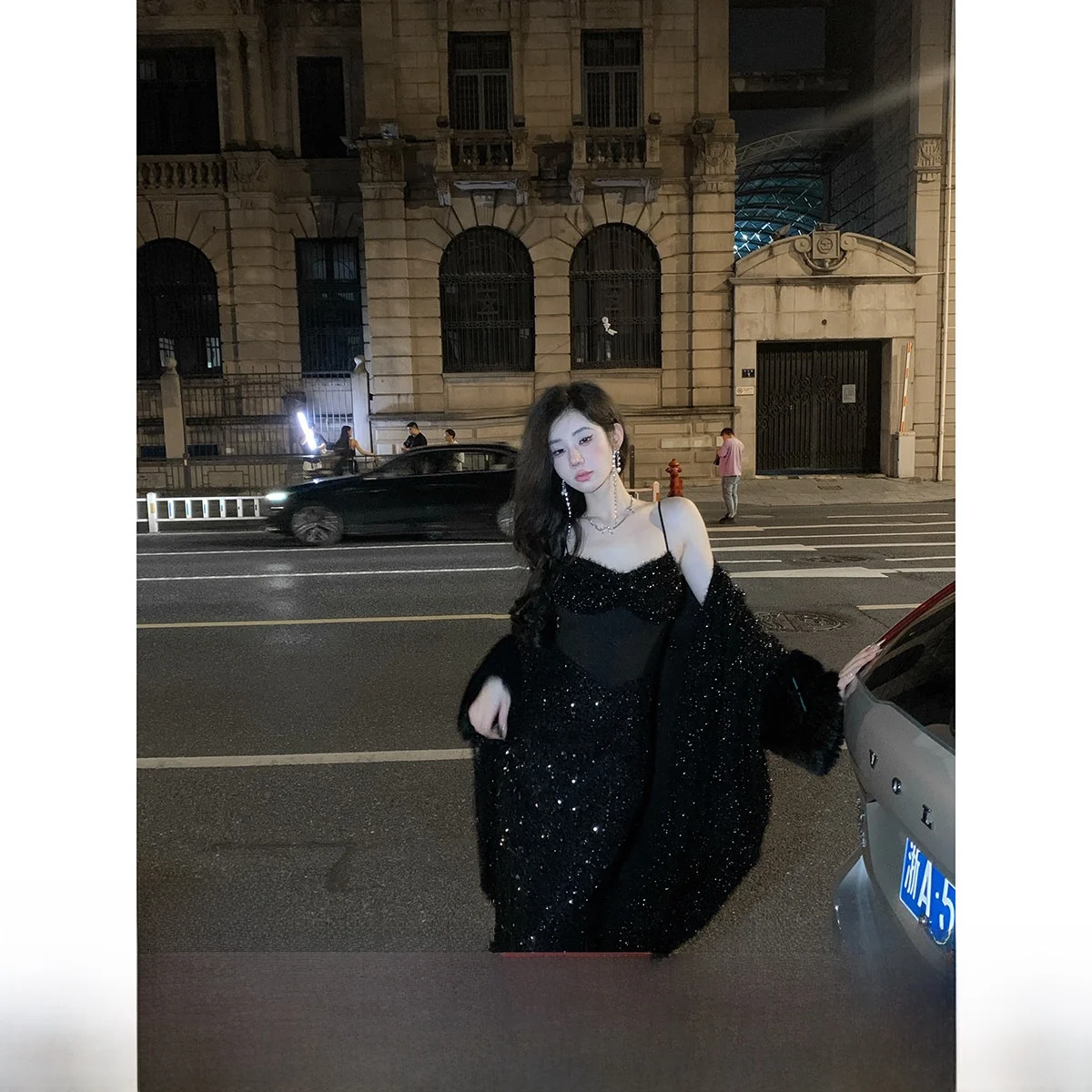 

Пальто средней длины Sy Bla с пайетками, поясом и дизайном «рыбий хвост», вязаное, из полиэстера, с длинными рукавами, для повседневной носки