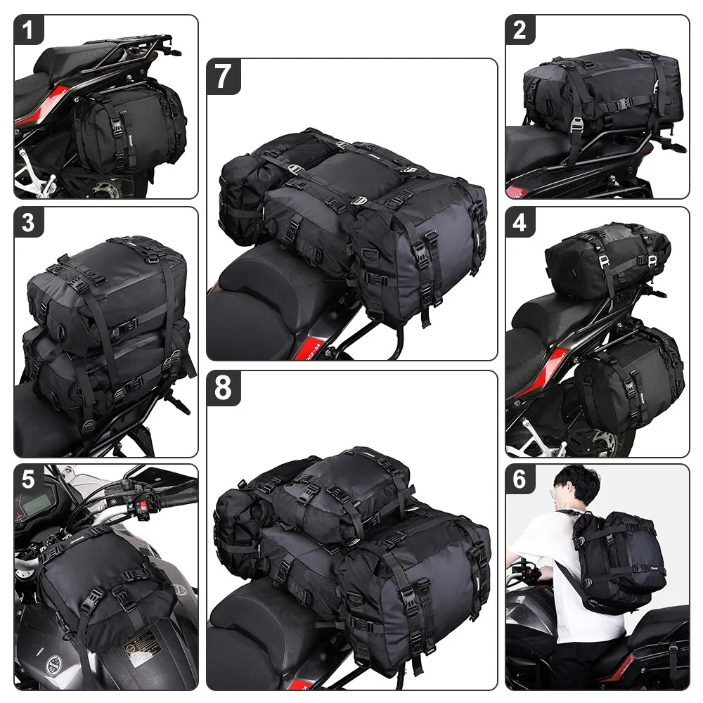 Rhinowalk Motorcycle Rear Seat Bag 10L Or 20L Or 30L Waterproof Saddle Side Bag Luggage Pack MultiFunction Shoulder Bag Backpack